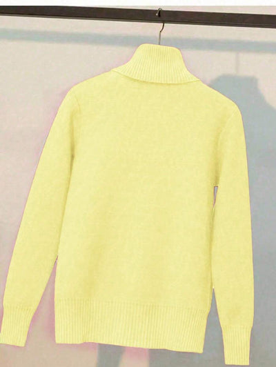 Franclia Dames Hoge Hals Effen Kleur Lange Mouw Casual Trui Met Thermische Voering, Herfst/Winter, Lange Mouw Tops