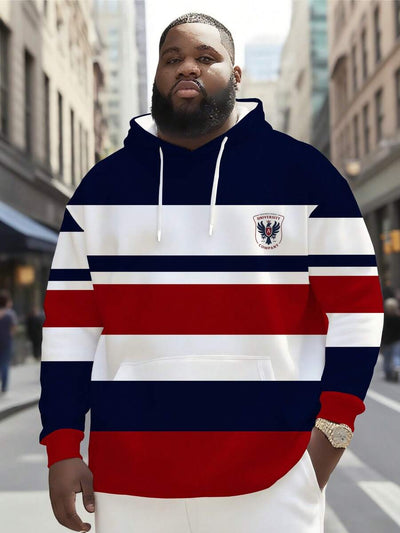 [ZhuYa "Bestseller"] Plus-size heren pullover hoodie, losse pasvorm, lente/herfst/winter - modieuze ins-style "contrast streep" element hoodie, streetwear hiphop, casual sport T-shirt met lange mouwen