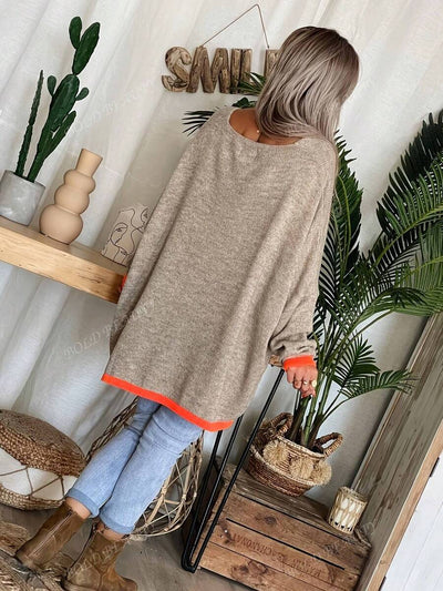 Plus Size Dames Hart & Gezicht V-hals Vleermuismouwen Lange Mouw Losse Trui, Herfst/Winter