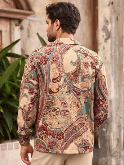HIMLAND Heren luipaardprint overhemd met knoopsluiting, lange mouwen en casual look, voor de herfst