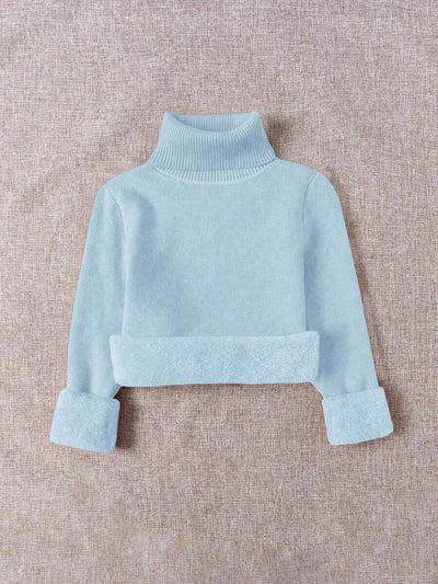 Franclia Dames Hoge Hals Effen Kleur Lange Mouw Casual Trui Met Thermische Voering, Herfst/Winter, Lange Mouw Tops