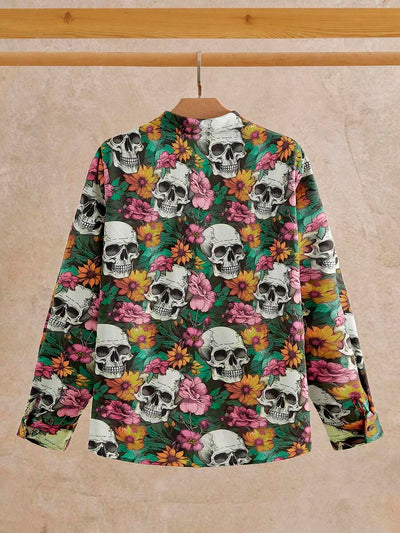 HIMLAND Heren luipaardprint overhemd met knoopsluiting, lange mouwen en casual look, voor de herfst