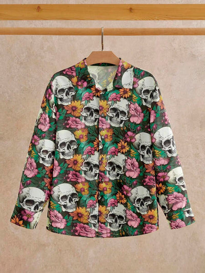 HIMLAND Heren luipaardprint overhemd met knoopsluiting, lange mouwen en casual look, voor de herfst