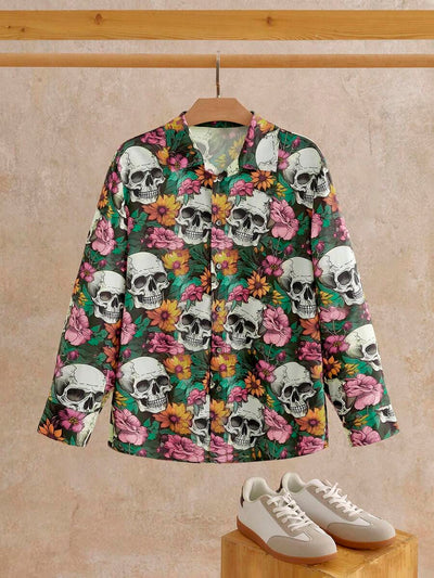 HIMLAND Heren luipaardprint overhemd met knoopsluiting, lange mouwen en casual look, voor de herfst
