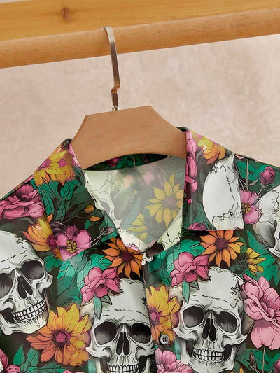 HIMLAND Heren luipaardprint overhemd met knoopsluiting, lange mouwen en casual look, voor de herfst