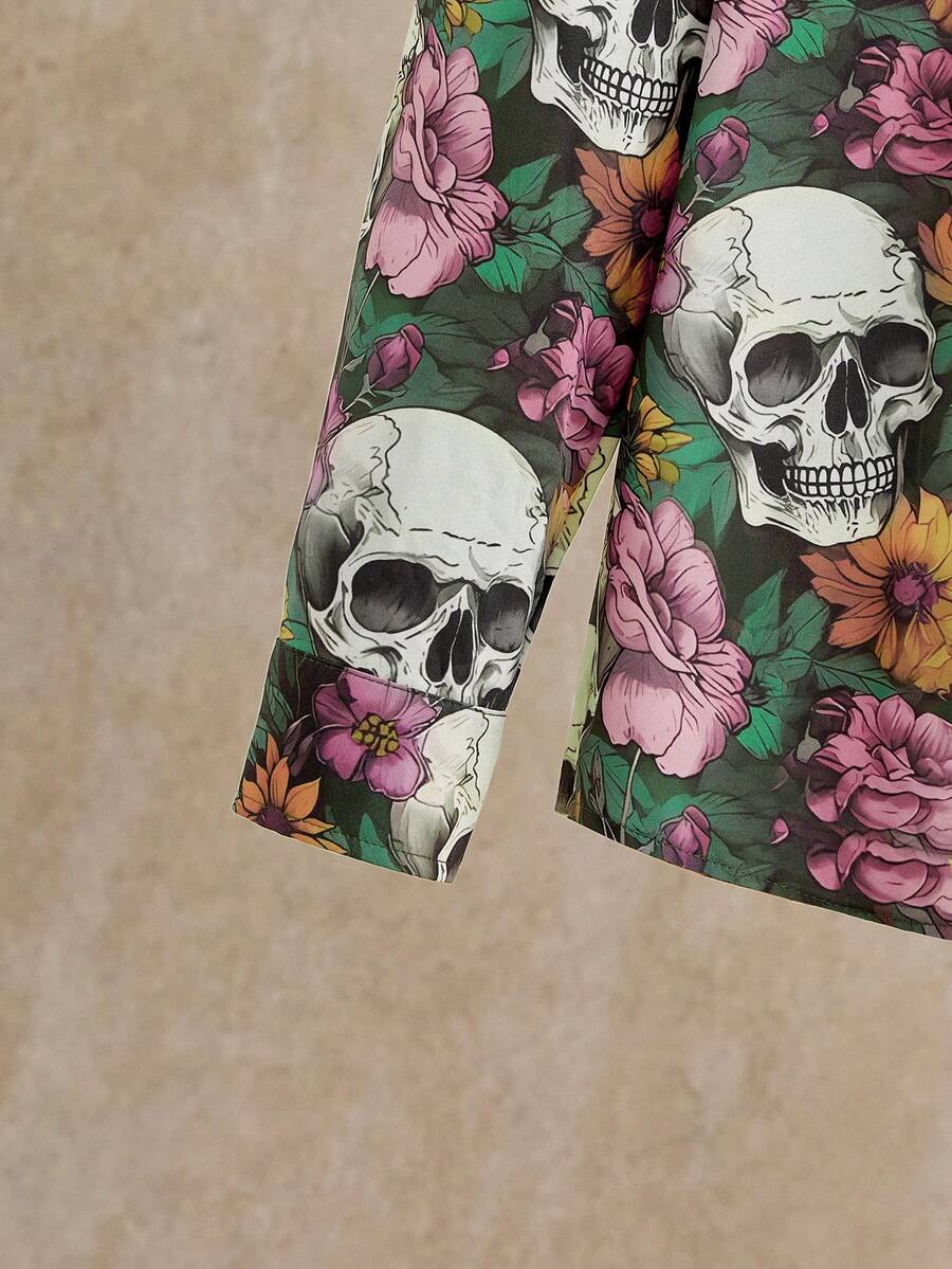 HIMLAND Heren luipaardprint overhemd met knoopsluiting, lange mouwen en casual look, voor de herfst