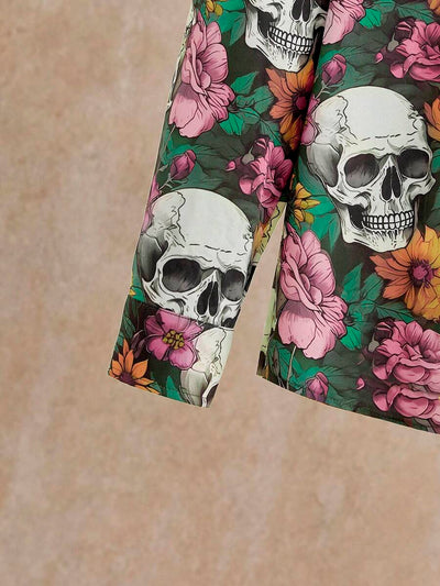 HIMLAND Heren luipaardprint overhemd met knoopsluiting, lange mouwen en casual look, voor de herfst