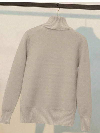Franclia Dames Hoge Hals Effen Kleur Lange Mouw Casual Trui Met Thermische Voering, Herfst/Winter, Lange Mouw Tops