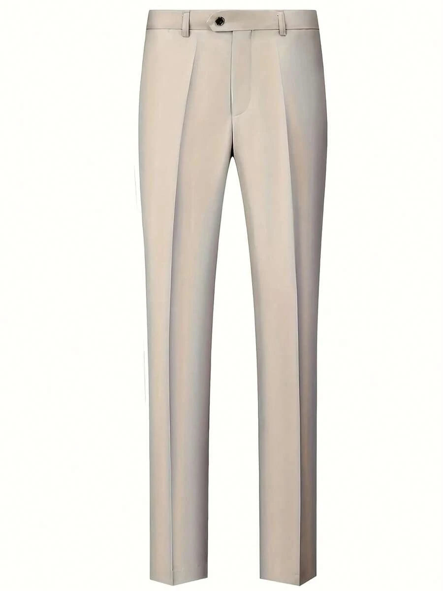3-delige herenpakset met lange mouwen, effenkleurig jasje, mouwloos topje met knoopjes aan de voorkant en broek.