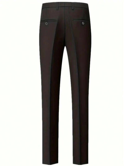 3-delige herenpakset met lange mouwen, effenkleurig jasje, mouwloos topje met knoopjes aan de voorkant en broek.