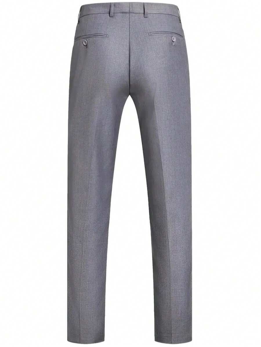 3-delige herenpakset met lange mouwen, effenkleurig jasje, mouwloos topje met knoopjes aan de voorkant en broek.