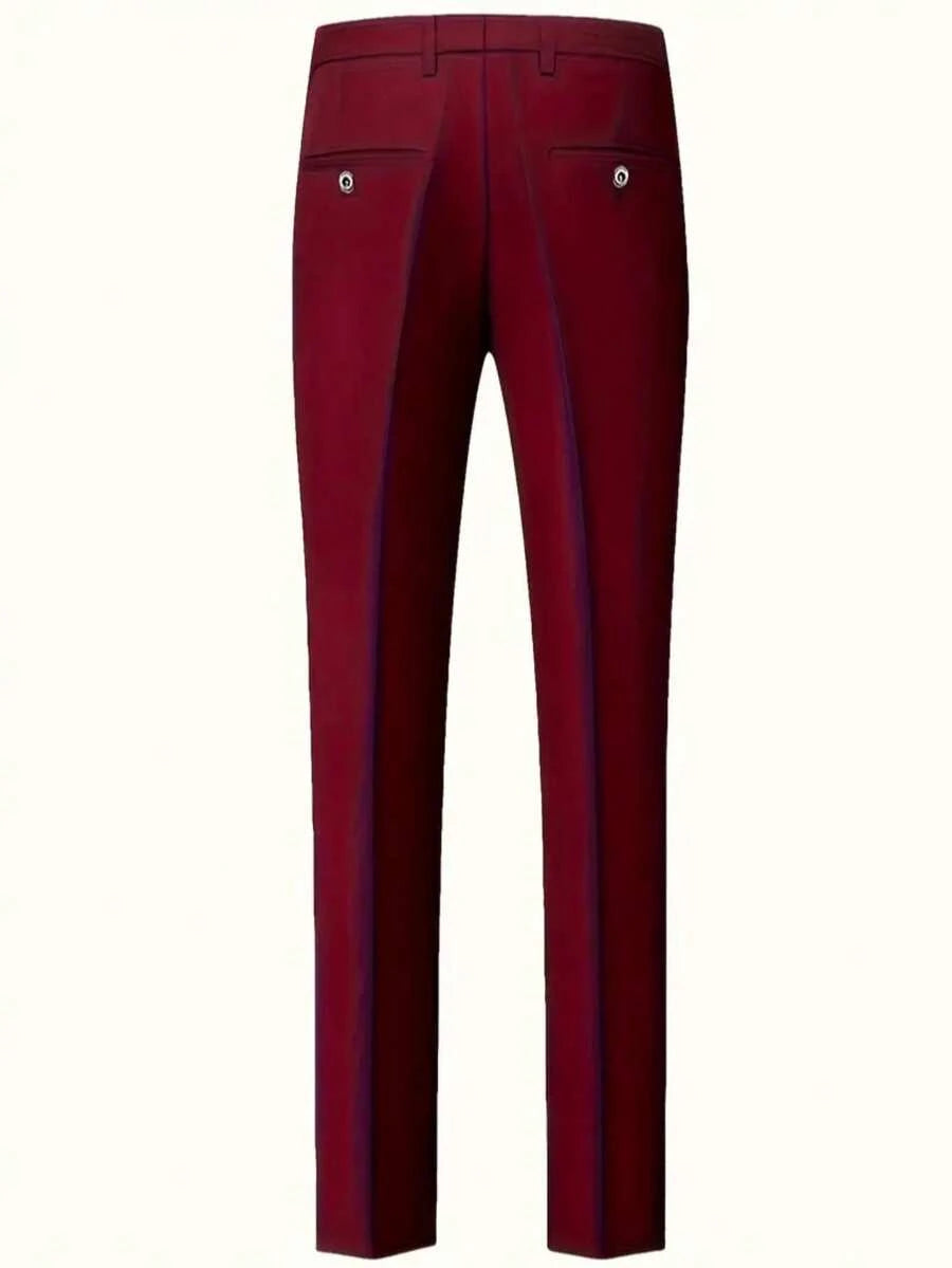 3-delige herenpakset met lange mouwen, effenkleurig jasje, mouwloos topje met knoopjes aan de voorkant en broek.