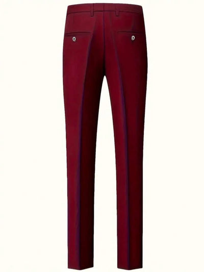 3-delige herenpakset met lange mouwen, effenkleurig jasje, mouwloos topje met knoopjes aan de voorkant en broek.