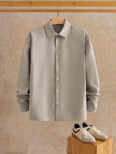 HIMLAND Heren luipaardprint overhemd met knoopsluiting, lange mouwen en casual look, voor de herfst