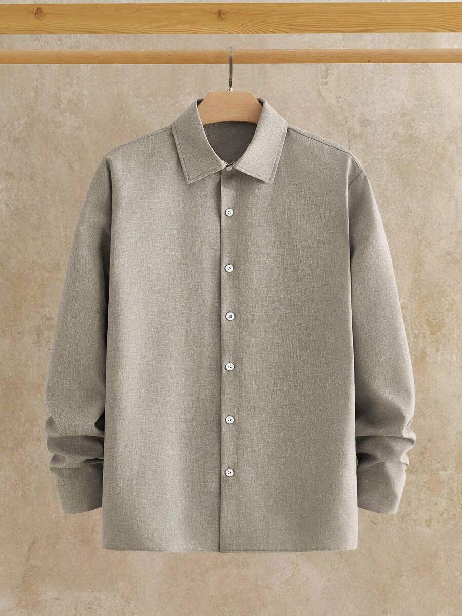 HIMLAND Heren luipaardprint overhemd met knoopsluiting, lange mouwen en casual look, voor de herfst