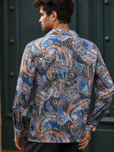 HIMLAND Heren luipaardprint overhemd met knoopsluiting, lange mouwen en casual look, voor de herfst