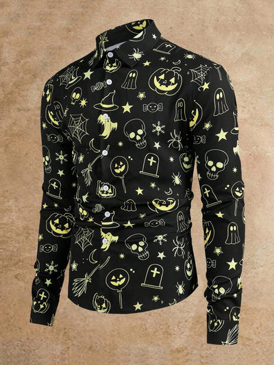 HIMLAND Heren luipaardprint overhemd met knoopsluiting, lange mouwen en casual look, voor de herfst