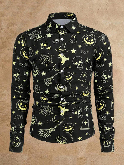 HIMLAND Heren luipaardprint overhemd met knoopsluiting, lange mouwen en casual look, voor de herfst