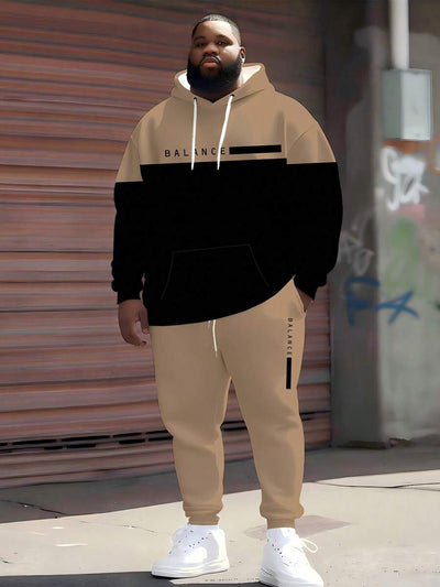 Plus Size Heren 3D Geprinte PARIS Gradient Stripes Herfst/Winter Mode Casual Hoodie Plus Sweatpants Tweedelige Set, Heren, Herfstkleding