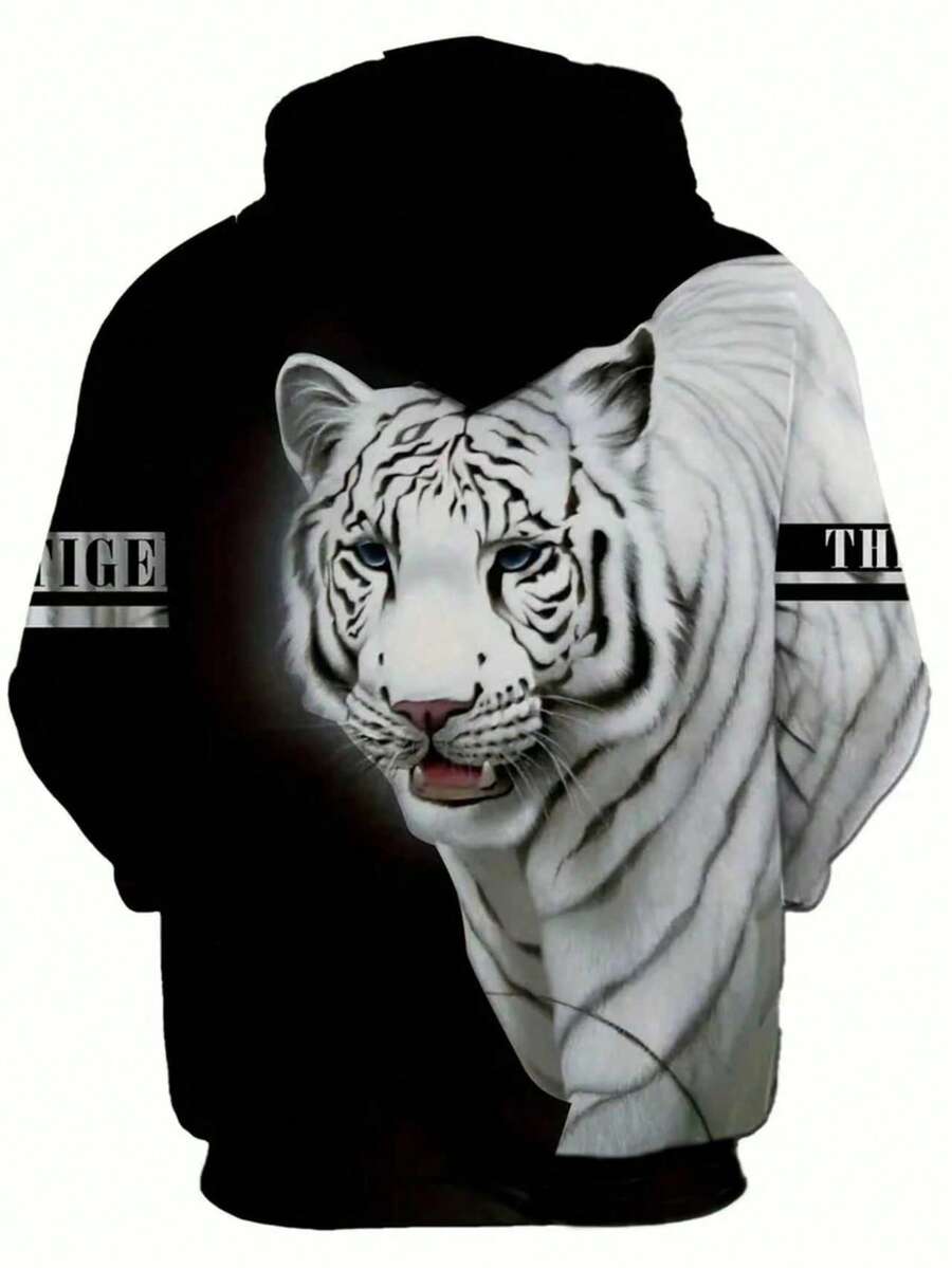 Roaring Tiger Print Heren Hoodie & Joggingbroek Set - Comfortabele Sportkleding Trainingspak, Lange Mouwen Loungewear, Opvallende Nieuwe Pyjama's voor een Casual Stijl, Herfstkleding