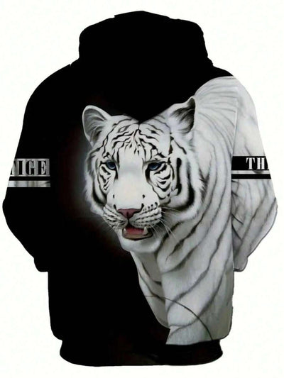 Roaring Tiger Print Heren Hoodie & Joggingbroek Set - Comfortabele Sportkleding Trainingspak, Lange Mouwen Loungewear, Opvallende Nieuwe Pyjama's voor een Casual Stijl, Herfstkleding