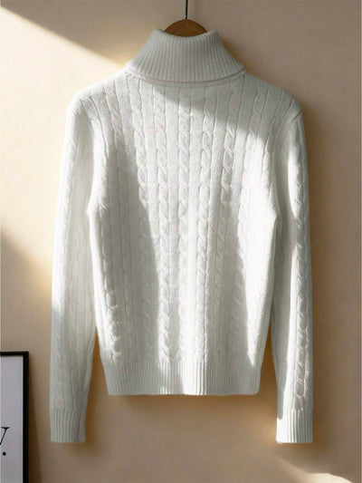 Franclia Dames Hoge Hals Effen Kleur Lange Mouw Casual Trui Met Thermische Voering, Herfst/Winter, Lange Mouw Tops