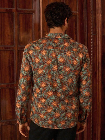 HIMLAND Heren luipaardprint overhemd met knoopsluiting, lange mouwen en casual look, voor de herfst