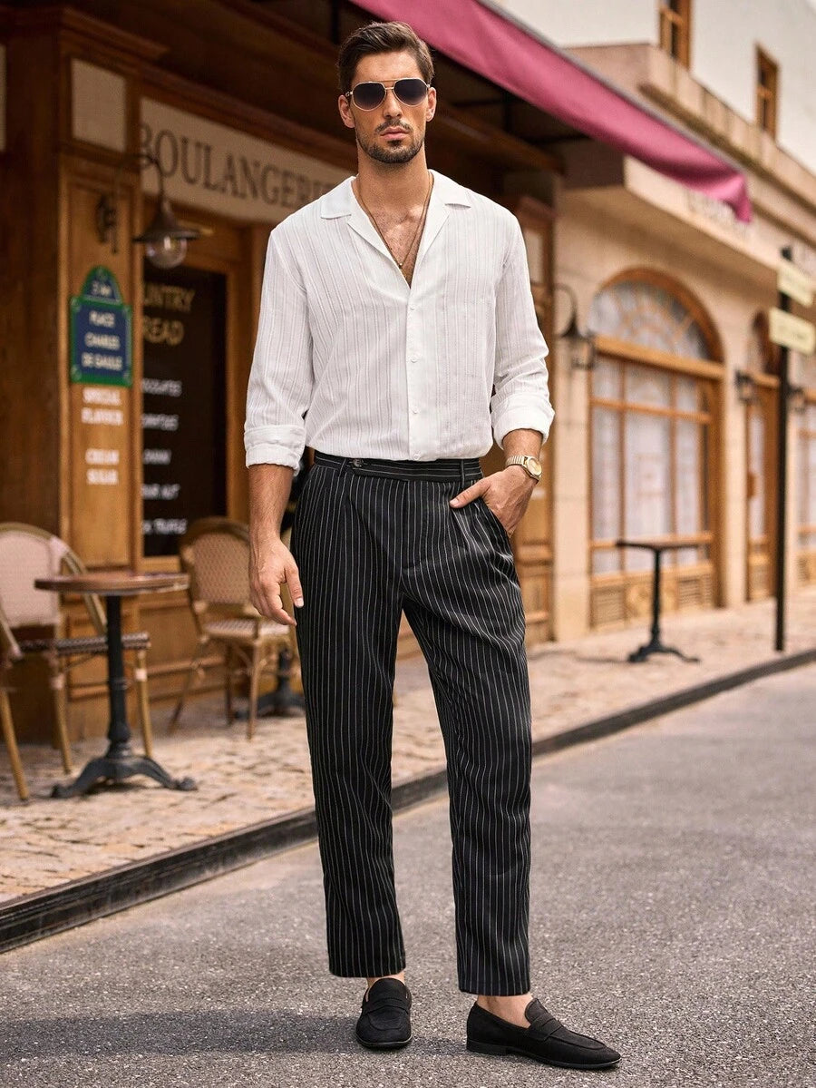 HIMLAND Heren luipaardprint overhemd met knoopsluiting, lange mouwen en casual look, voor de herfst