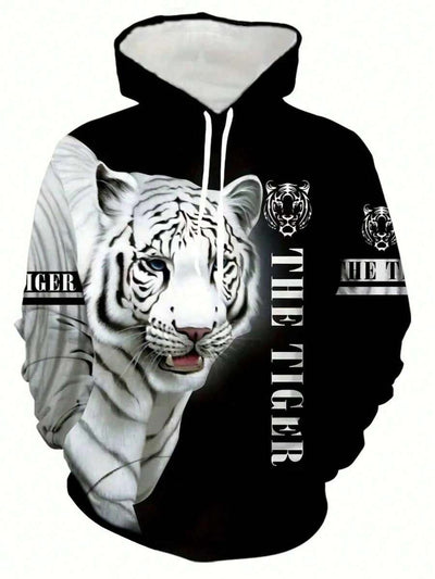 Roaring Tiger Print Heren Hoodie & Joggingbroek Set - Comfortabele Sportkleding Trainingspak, Lange Mouwen Loungewear, Opvallende Nieuwe Pyjama's voor een Casual Stijl, Herfstkleding