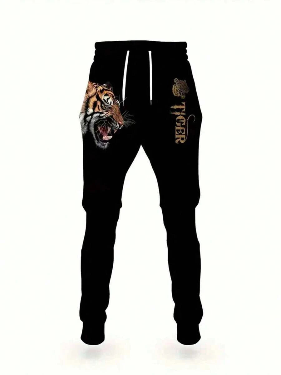 Roaring Tiger Print Heren Hoodie & Joggingbroek Set - Comfortabele Sportkleding Trainingspak, Lange Mouwen Loungewear, Opvallende Nieuwe Pyjama's voor een Casual Stijl, Herfstkleding