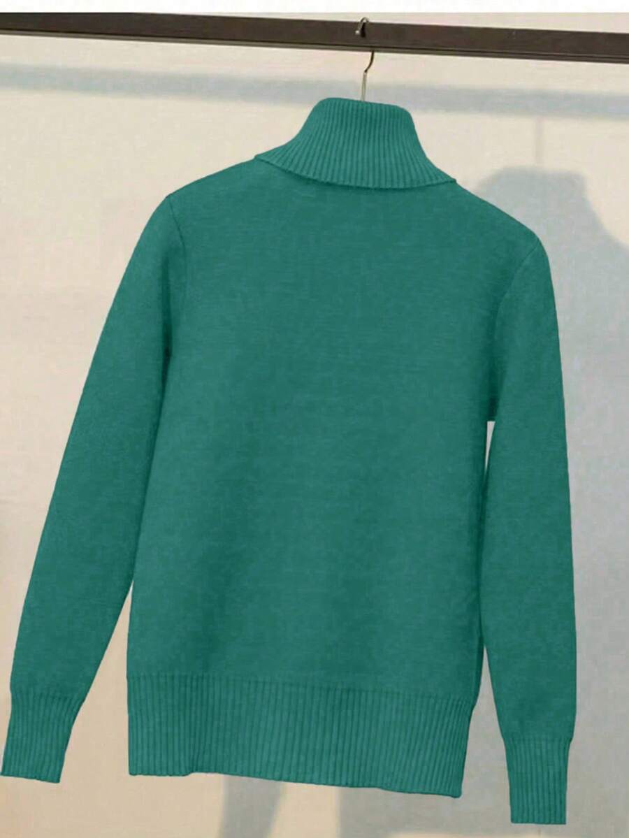 Franclia Dames Hoge Hals Effen Kleur Lange Mouw Casual Trui Met Thermische Voering, Herfst/Winter, Lange Mouw Tops