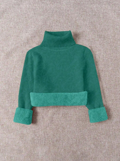 Franclia Dames Hoge Hals Effen Kleur Lange Mouw Casual Trui Met Thermische Voering, Herfst/Winter, Lange Mouw Tops