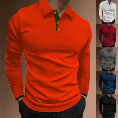 Men's Casual Stand Collar Stretch Vertical Stripe Long Sleeve