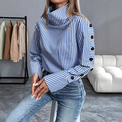 Gestreiftes Urban Casual Dünnes Langarmhemd