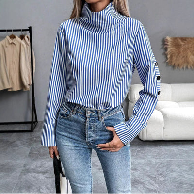 Gestreiftes Urban Casual Dünnes Langarmhemd