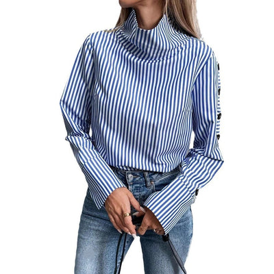 Gestreiftes Urban Casual Dünnes Langarmhemd