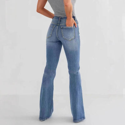 Modische, schmale, hoch taillierte Bootcut-Jeans mit Stretch