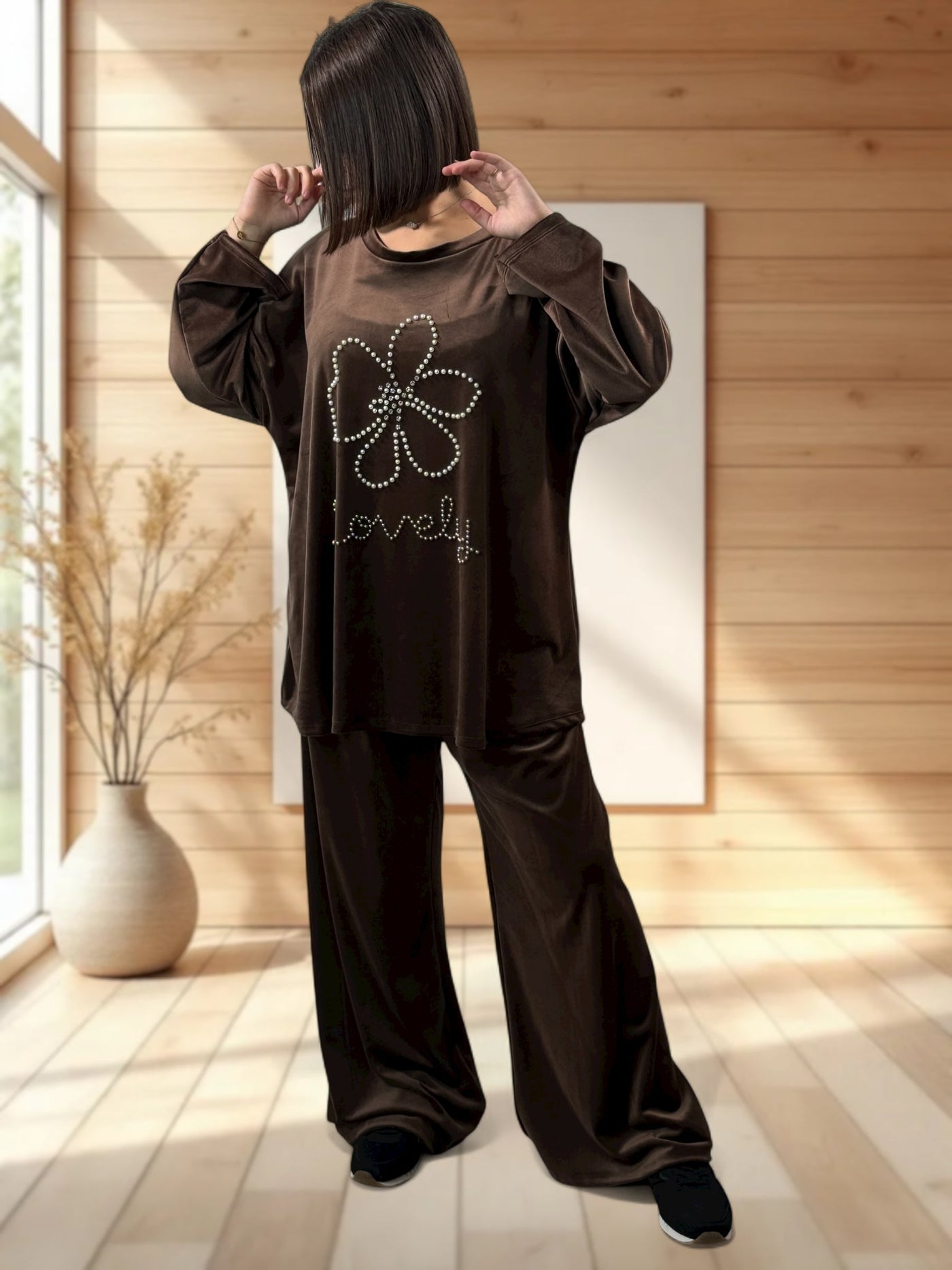 Denice - Ensemble marron en velours