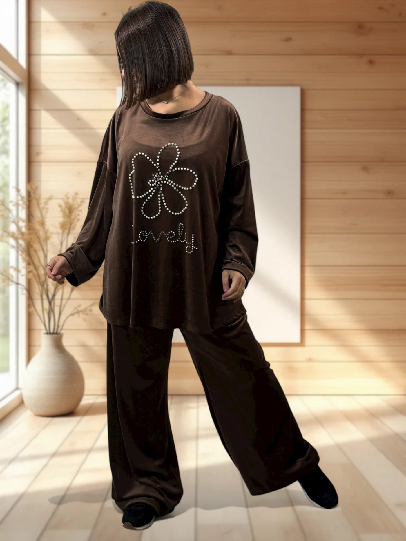 Denice - Ensemble marron en velours