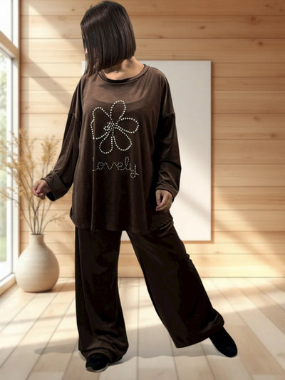 Denice - Ensemble marron en velours