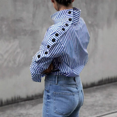 Gestreiftes Urban Casual Dünnes Langarmhemd