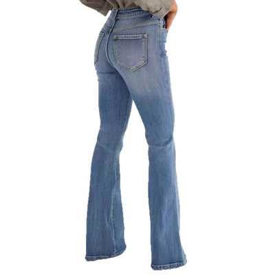 Modische, schmale, hoch taillierte Bootcut-Jeans mit Stretch